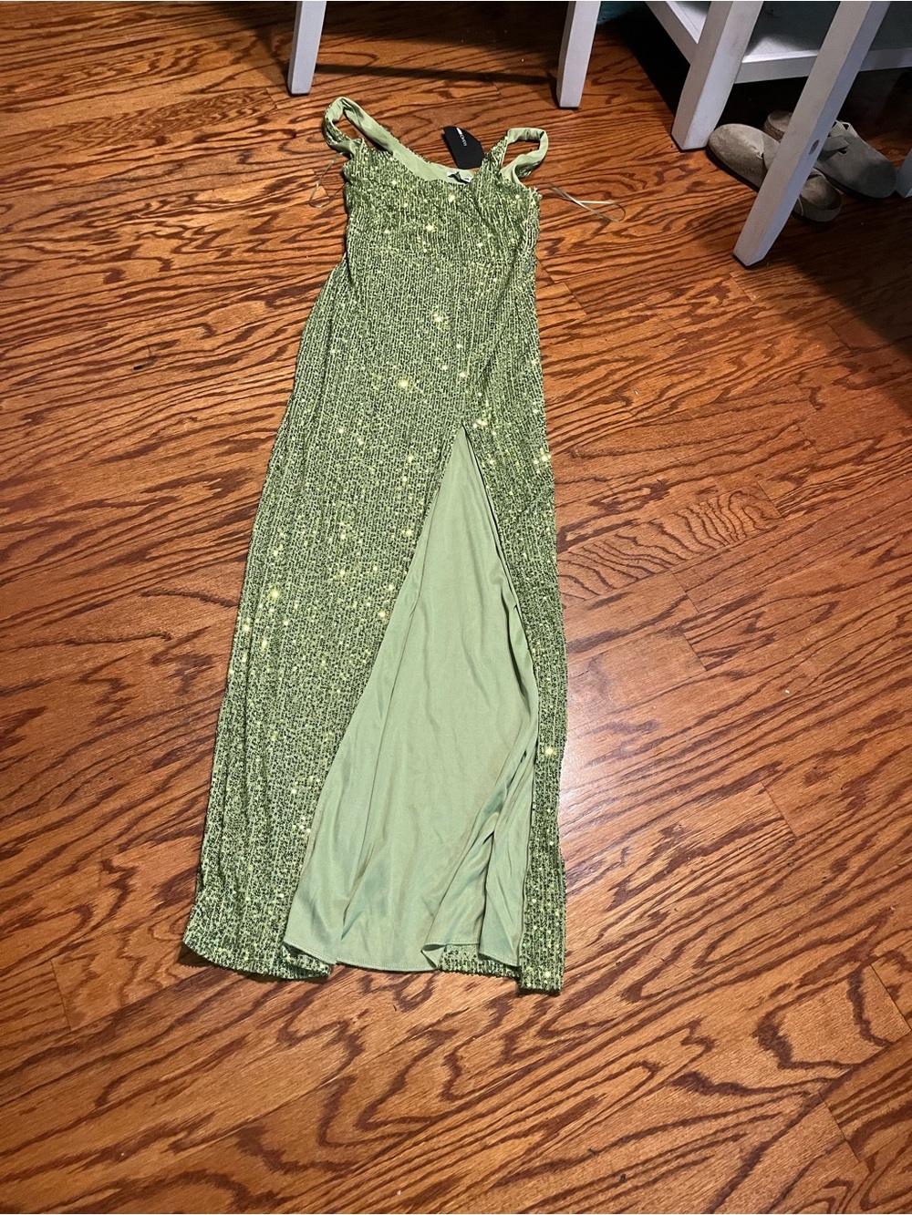 Fashion Nova Olive Green Sequin Maxi Dress - Picture 4 of 7